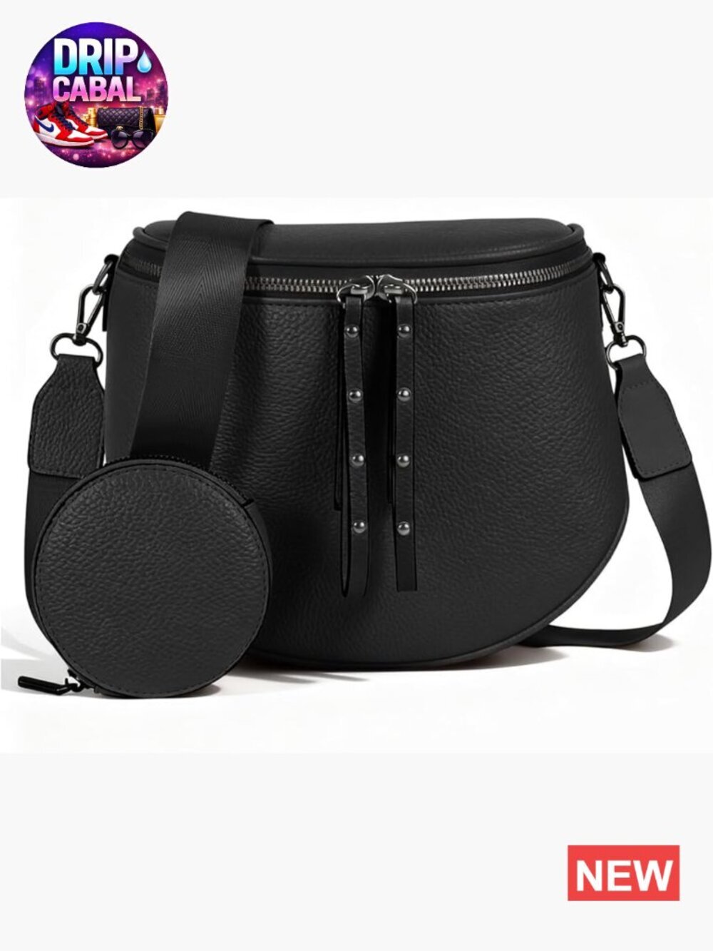 Large Vegan Leather Crossbody Bum Bag with Coin Purse, Adjustable Strap